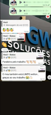 Conversa de cliente atendido pela GW