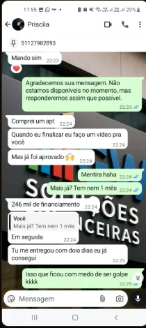 Conversa de cliente atendido pela GW